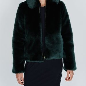 OBEY | S Kale Forest Green Faux Fur Bomber Jacket